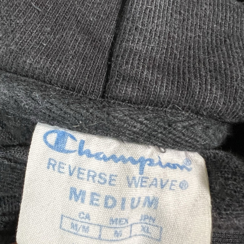 Vintage 90s Champion Reverse‎ Weave Hoodie Sweatshirt Mens Medium Black Pullover - Picture 4 of 4